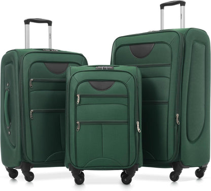 Softside Luggage Set, Travel Suitcase Expandable Lightweight 3 Piece | Luggage Sets with Spinner Wheels 22" 26" 30" Suitcase with TSA Lock (Blue Green)