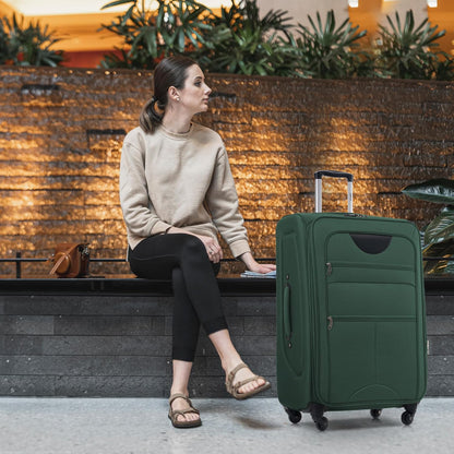 Softside Luggage Set, Travel Suitcase Expandable Lightweight 3 Piece | Luggage Sets with Spinner Wheels 22" 26" 30" Suitcase with TSA Lock (Blue Green)