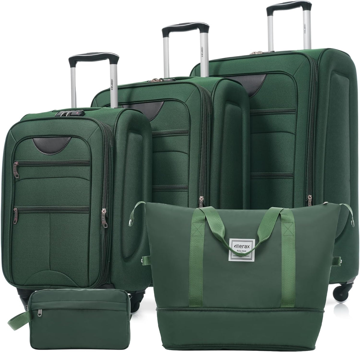 Softside Luggage Set, Travel Suitcase Expandable Lightweight 3 Piece | Luggage Sets with Spinner Wheels 22" 26" 30" Suitcase with TSA Lock (Blue Green)