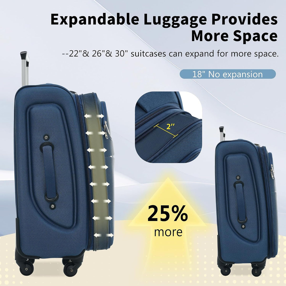 Softside Luggage Set, Travel Suitcase Expandable Lightweight 3 Piece | Luggage Sets with Spinner Wheels 22" 26" 30" Suitcase with TSA Lock (Blue Green)
