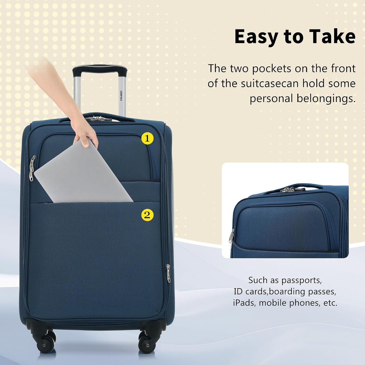 Softside Luggage Set, Travel Suitcase Expandable Lightweight 3 Piece | Luggage Sets with Spinner Wheels 22" 26" 30" Suitcase with TSA Lock (Blue Green)