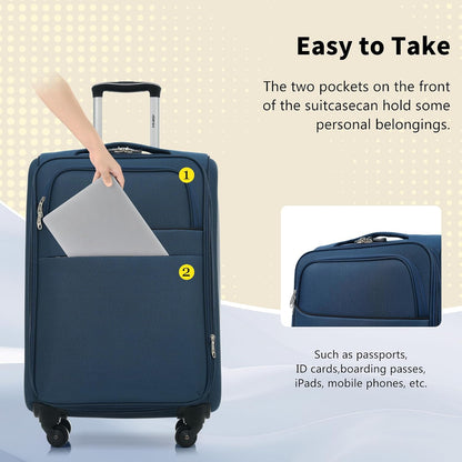 Softside Luggage Set, Travel Suitcase Expandable Lightweight 3 Piece | Luggage Sets with Spinner Wheels 22" 26" 30" Suitcase with TSA Lock (Blue Green)