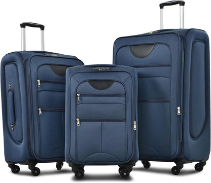 Softside Luggage Set, Travel Suitcase Expandable Lightweight 3 Piece | Luggage Sets with Spinner Wheels 22" 26" 30" Suitcase with TSA Lock (Blue Green)