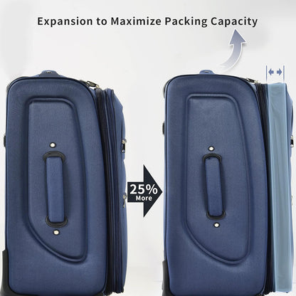 Softside Luggage Set, Travel Suitcase Expandable Lightweight 3 Piece | Luggage Sets with Spinner Wheels 22" 26" 30" Suitcase with TSA Lock (Blue Green)