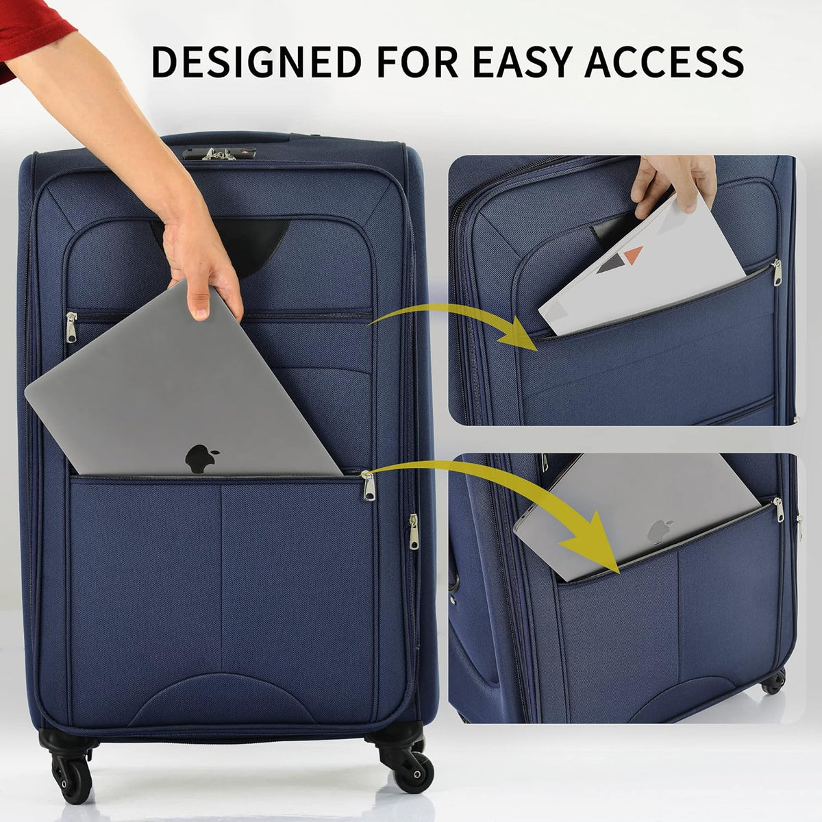 Softside Luggage Set, Travel Suitcase Expandable Lightweight 3 Piece | Luggage Sets with Spinner Wheels 22" 26" 30" Suitcase with TSA Lock (Blue Green)
