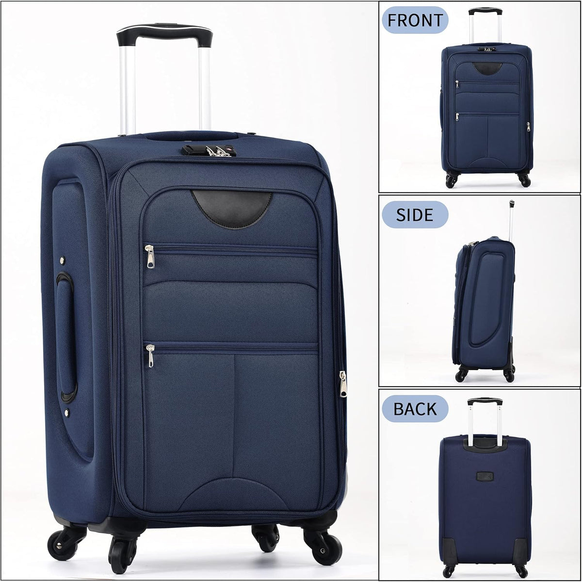 Softside Luggage Set, Travel Suitcase Expandable Lightweight 3 Piece | Luggage Sets with Spinner Wheels 22" 26" 30" Suitcase with TSA Lock (Blue Green)