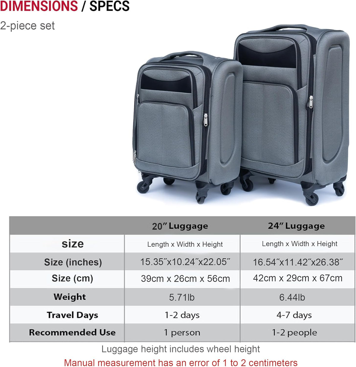 Softside Luggage Set, Travel Suitcase Expandable Lightweight 3 Piece | Luggage Sets with Spinner Wheels 22" 26" 30" Suitcase with TSA Lock (Blue Green)