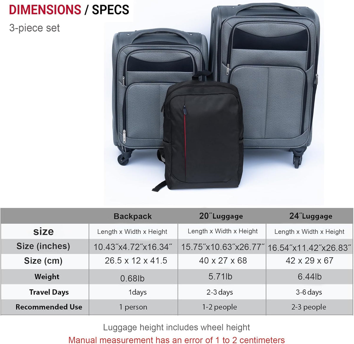 Softside Luggage Set, Travel Suitcase Expandable Lightweight 3 Piece | Luggage Sets with Spinner Wheels 22" 26" 30" Suitcase with TSA Lock (Blue Green)