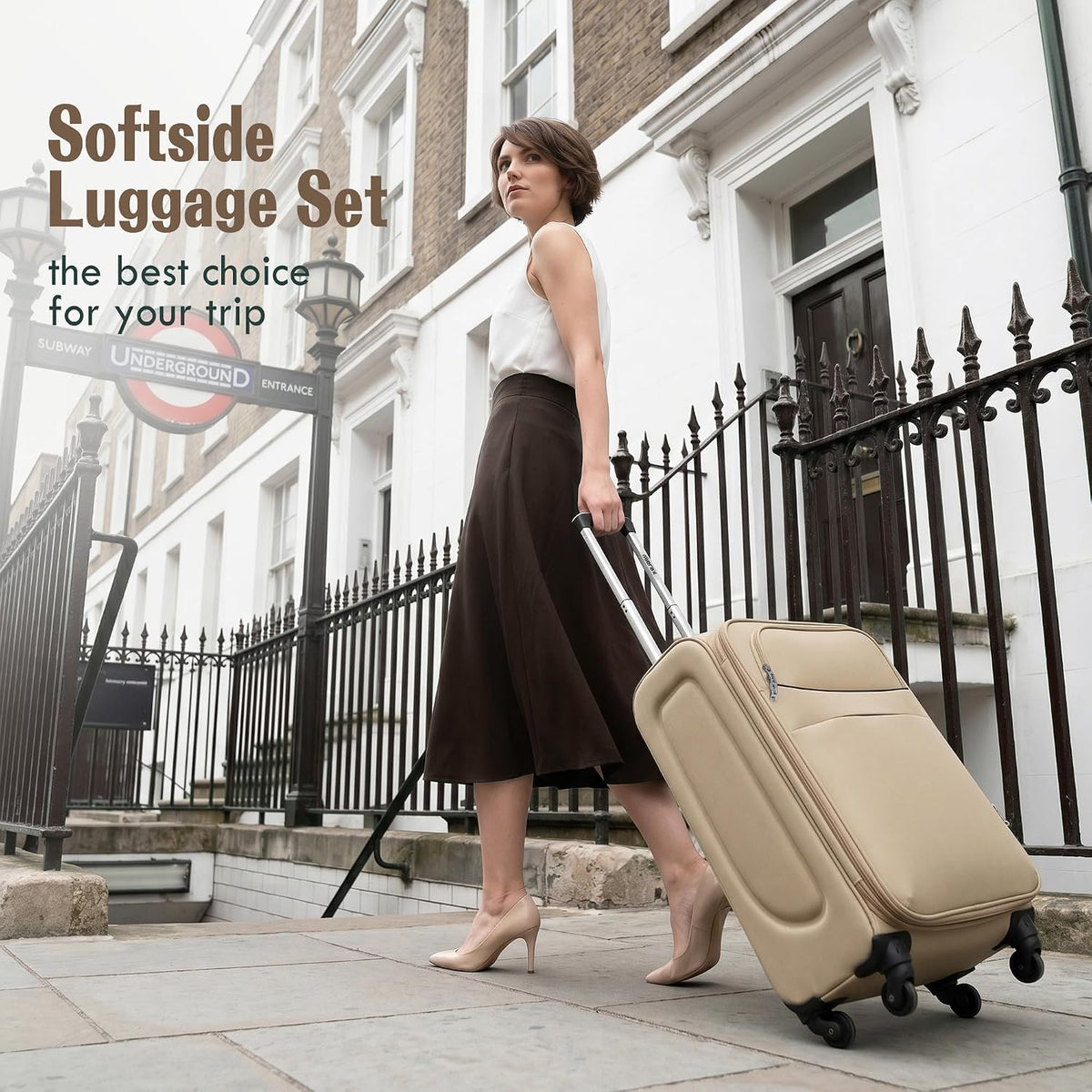 Softside Luggage Set, Travel Suitcase Expandable Lightweight 3 Piece | Luggage Sets with Spinner Wheels 22" 26" 30" Suitcase with TSA Lock (Blue Green)