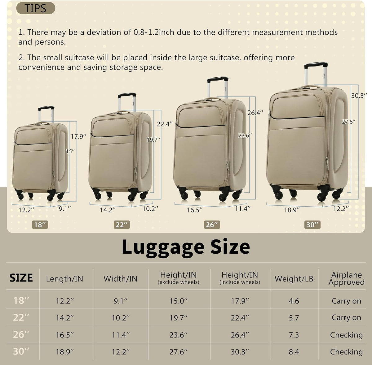 Softside Luggage Set, Travel Suitcase Expandable Lightweight 3 Piece | Luggage Sets with Spinner Wheels 22" 26" 30" Suitcase with TSA Lock (Blue Green)