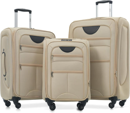 Softside Luggage Set, Travel Suitcase Expandable Lightweight 3 Piece | Luggage Sets with Spinner Wheels 22" 26" 30" Suitcase with TSA Lock (Blue Green)