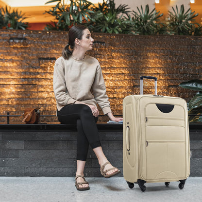 Softside Luggage Set, Travel Suitcase Expandable Lightweight 3 Piece | Luggage Sets with Spinner Wheels 22" 26" 30" Suitcase with TSA Lock (Blue Green)