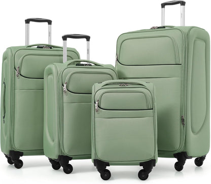 Softside Luggage Set, Travel Suitcase Expandable Lightweight 3 Piece | Luggage Sets with Spinner Wheels 22" 26" 30" Suitcase with TSA Lock (Blue Green)