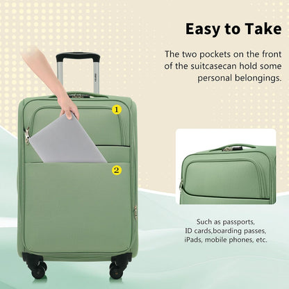 Softside Luggage Set, Travel Suitcase Expandable Lightweight 3 Piece | Luggage Sets with Spinner Wheels 22" 26" 30" Suitcase with TSA Lock (Blue Green)