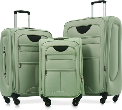Softside Luggage Set, Travel Suitcase Expandable Lightweight 3 Piece | Luggage Sets with Spinner Wheels 22" 26" 30" Suitcase with TSA Lock (Blue Green)
