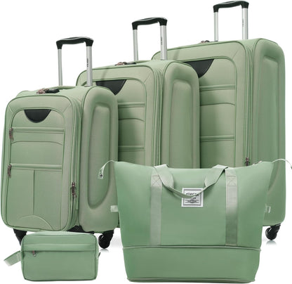 Softside Luggage Set, Travel Suitcase Expandable Lightweight 3 Piece | Luggage Sets with Spinner Wheels 22" 26" 30" Suitcase with TSA Lock (Blue Green)