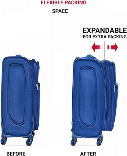 Softside Luggage Set, Travel Suitcase Expandable Lightweight 3 Piece | Luggage Sets with Spinner Wheels 22" 26" 30" Suitcase with TSA Lock (Blue Green)