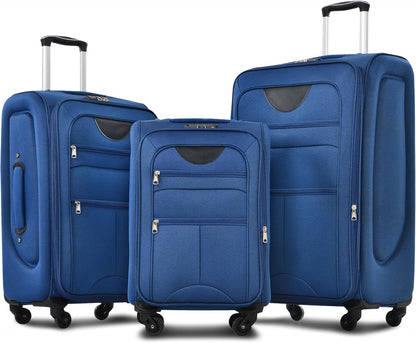 Softside Luggage Set, Travel Suitcase Expandable Lightweight 3 Piece | Luggage Sets with Spinner Wheels 22" 26" 30" Suitcase with TSA Lock (Blue Green)
