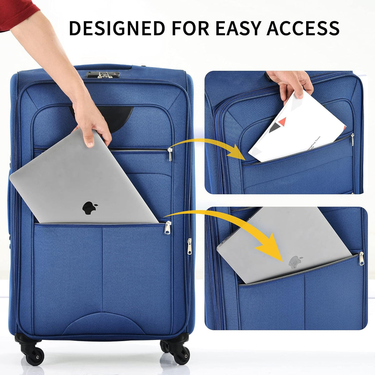 Softside Luggage Set, Travel Suitcase Expandable Lightweight 3 Piece | Luggage Sets with Spinner Wheels 22" 26" 30" Suitcase with TSA Lock (Blue Green)