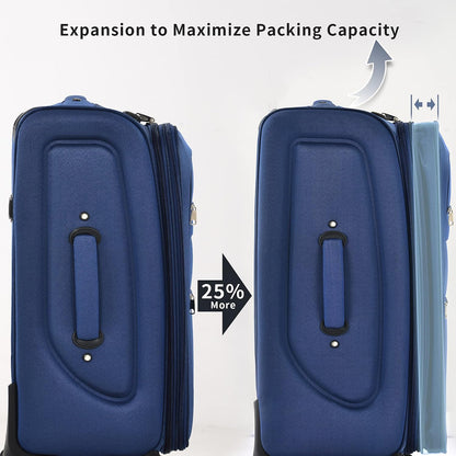 Softside Luggage Set, Travel Suitcase Expandable Lightweight 3 Piece | Luggage Sets with Spinner Wheels 22" 26" 30" Suitcase with TSA Lock (Blue Green)