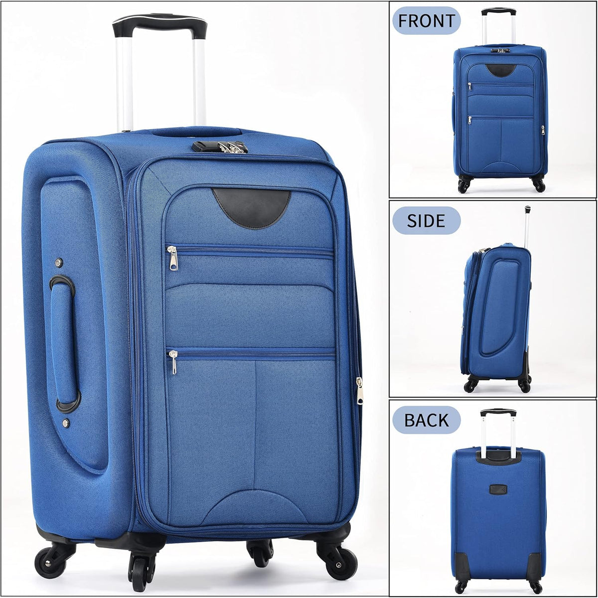 Softside Luggage Set, Travel Suitcase Expandable Lightweight 3 Piece | Luggage Sets with Spinner Wheels 22" 26" 30" Suitcase with TSA Lock (Blue Green)