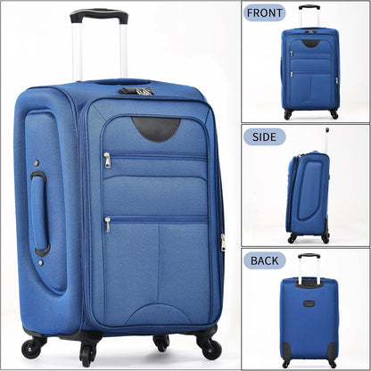 Softside Luggage Set, Travel Suitcase Expandable Lightweight 3 Piece | Luggage Sets with Spinner Wheels 22" 26" 30" Suitcase with TSA Lock (Blue Green)
