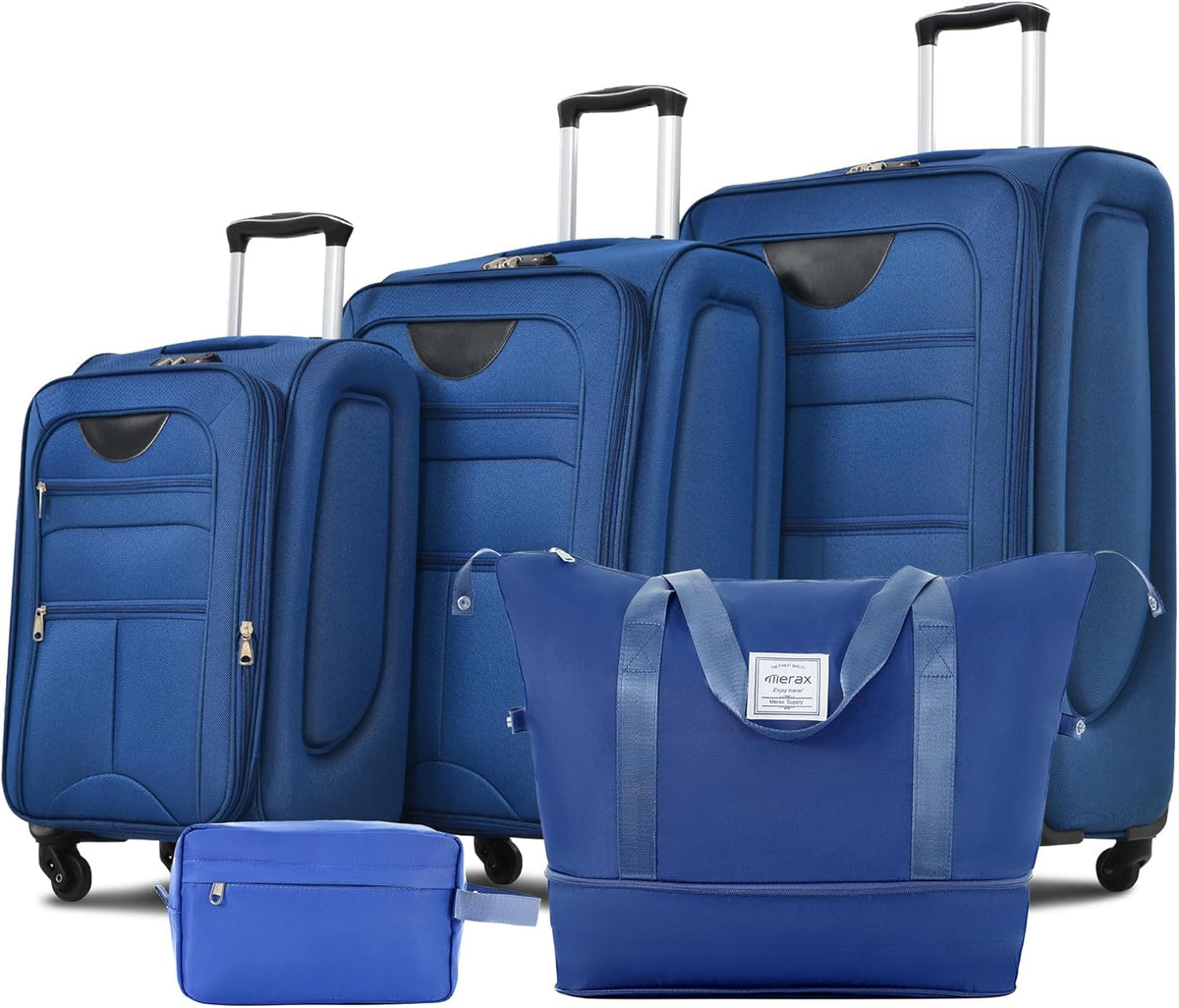Softside Luggage Set, Travel Suitcase Expandable Lightweight 3 Piece | Luggage Sets with Spinner Wheels 22" 26" 30" Suitcase with TSA Lock (Blue Green)