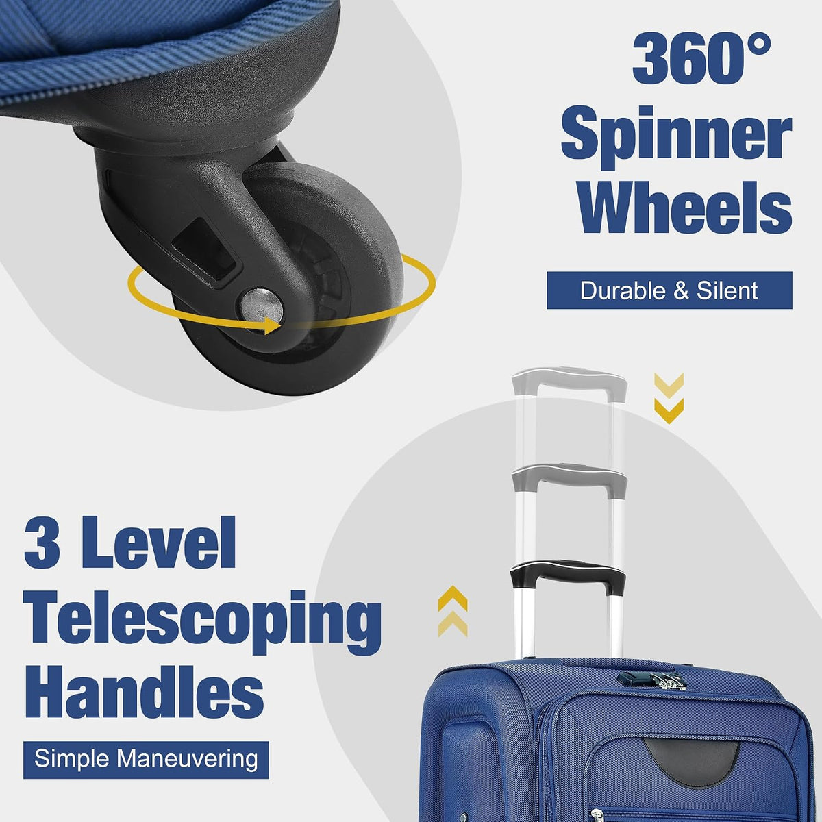 Softside Luggage Set, Travel Suitcase Expandable Lightweight 3 Piece | Luggage Sets with Spinner Wheels 22" 26" 30" Suitcase with TSA Lock (Blue Green)