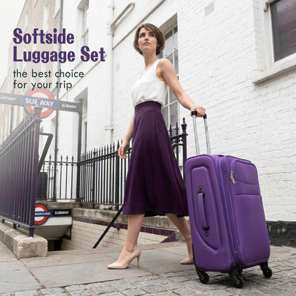 Softside Luggage Set, Travel Suitcase Expandable Lightweight 3 Piece | Luggage Sets with Spinner Wheels 22" 26" 30" Suitcase with TSA Lock (Blue Green)