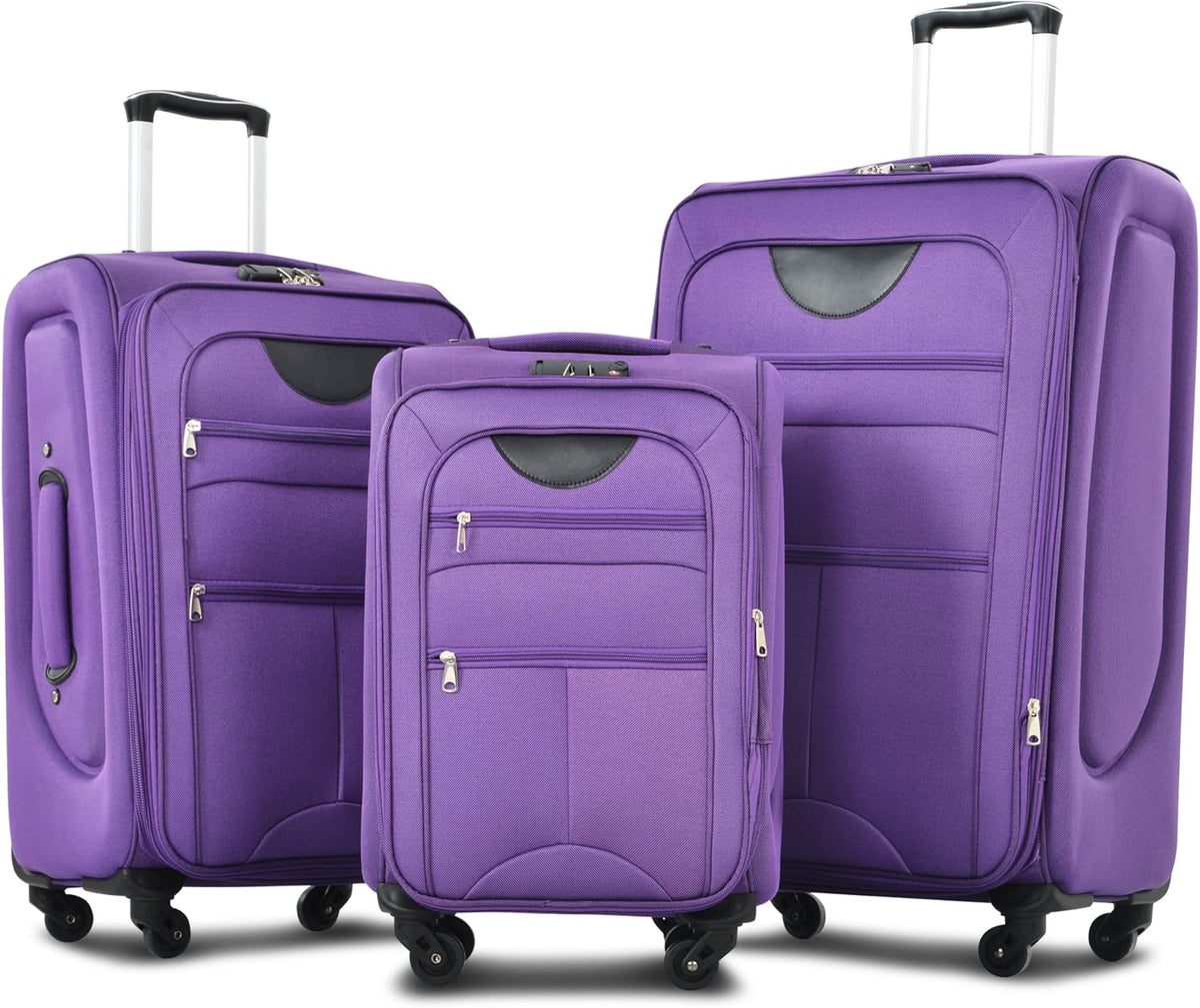 Softside Luggage Set, Travel Suitcase Expandable Lightweight 3 Piece | Luggage Sets with Spinner Wheels 22" 26" 30" Suitcase with TSA Lock (Blue Green)