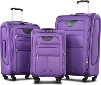 Softside Luggage Set, Travel Suitcase Expandable Lightweight 3 Piece | Luggage Sets with Spinner Wheels 22" 26" 30" Suitcase with TSA Lock (Blue Green)