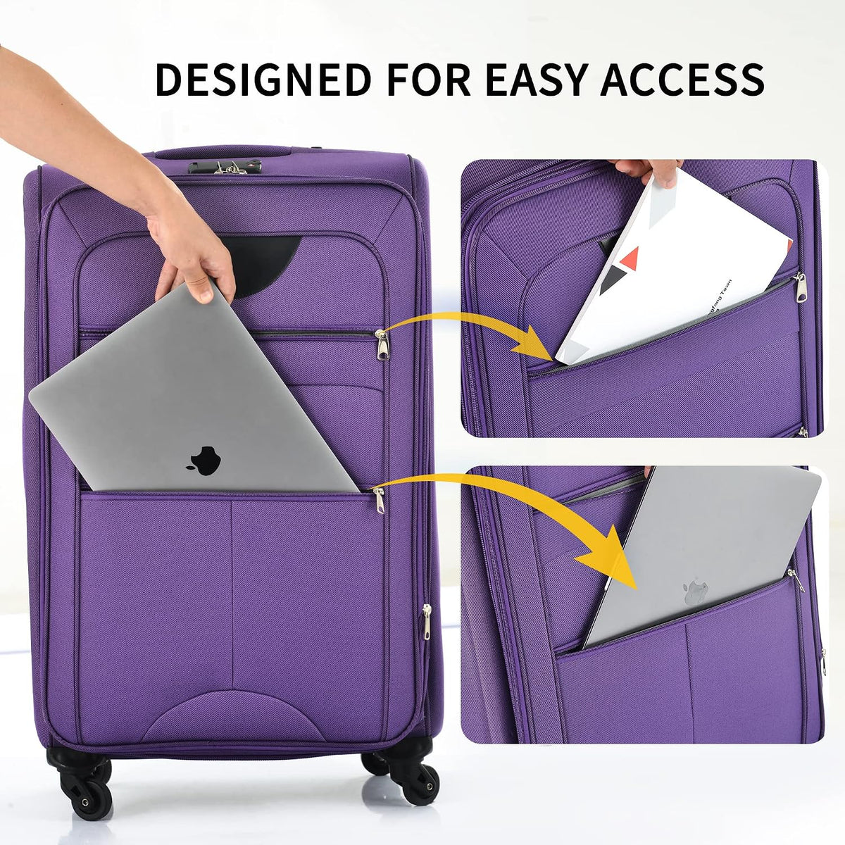 Softside Luggage Set, Travel Suitcase Expandable Lightweight 3 Piece | Luggage Sets with Spinner Wheels 22" 26" 30" Suitcase with TSA Lock (Blue Green)