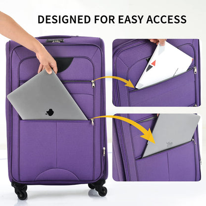 Softside Luggage Set, Travel Suitcase Expandable Lightweight 3 Piece | Luggage Sets with Spinner Wheels 22" 26" 30" Suitcase with TSA Lock (Blue Green)