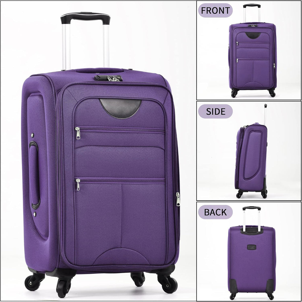 Softside Luggage Set, Travel Suitcase Expandable Lightweight 3 Piece | Luggage Sets with Spinner Wheels 22" 26" 30" Suitcase with TSA Lock (Blue Green)