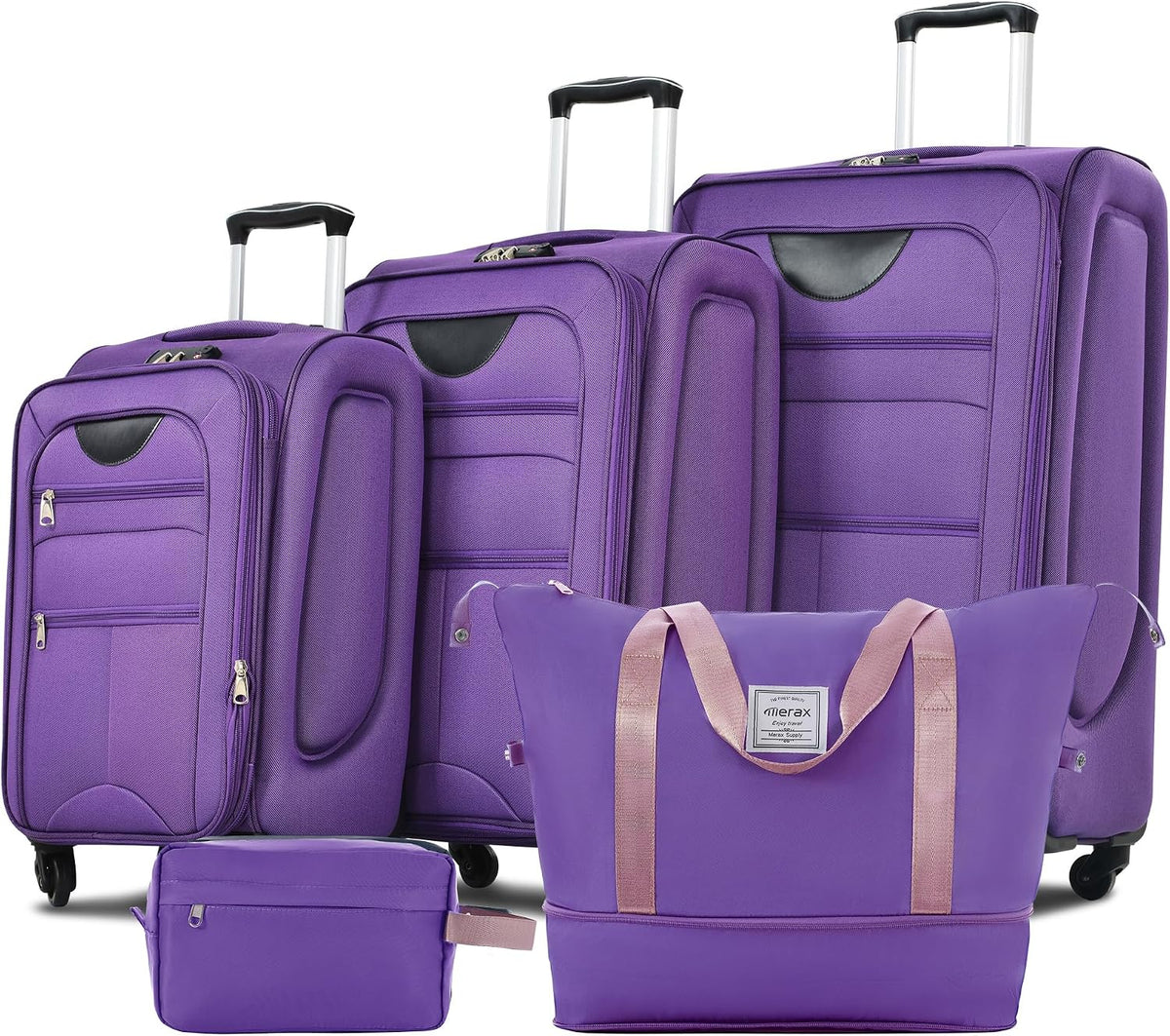 Softside Luggage Set, Travel Suitcase Expandable Lightweight 3 Piece | Luggage Sets with Spinner Wheels 22" 26" 30" Suitcase with TSA Lock (Blue Green)