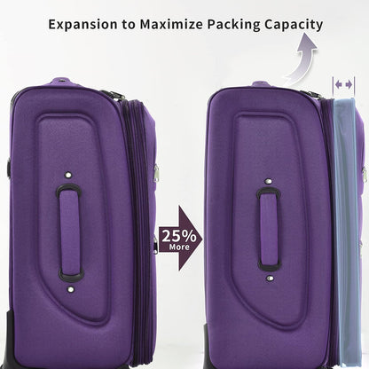 Softside Luggage Set, Travel Suitcase Expandable Lightweight 3 Piece | Luggage Sets with Spinner Wheels 22" 26" 30" Suitcase with TSA Lock (Blue Green)