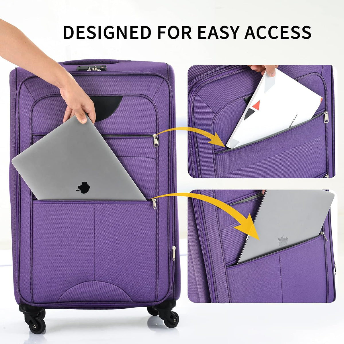 Softside Luggage Set, Travel Suitcase Expandable Lightweight 3 Piece | Luggage Sets with Spinner Wheels 22" 26" 30" Suitcase with TSA Lock (Blue Green)