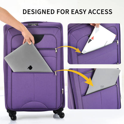 Softside Luggage Set, Travel Suitcase Expandable Lightweight 3 Piece | Luggage Sets with Spinner Wheels 22" 26" 30" Suitcase with TSA Lock (Blue Green)
