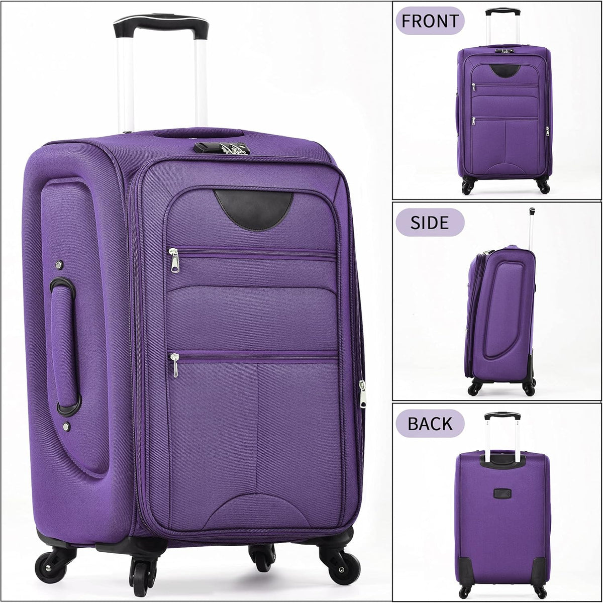 Softside Luggage Set, Travel Suitcase Expandable Lightweight 3 Piece | Luggage Sets with Spinner Wheels 22" 26" 30" Suitcase with TSA Lock (Blue Green)