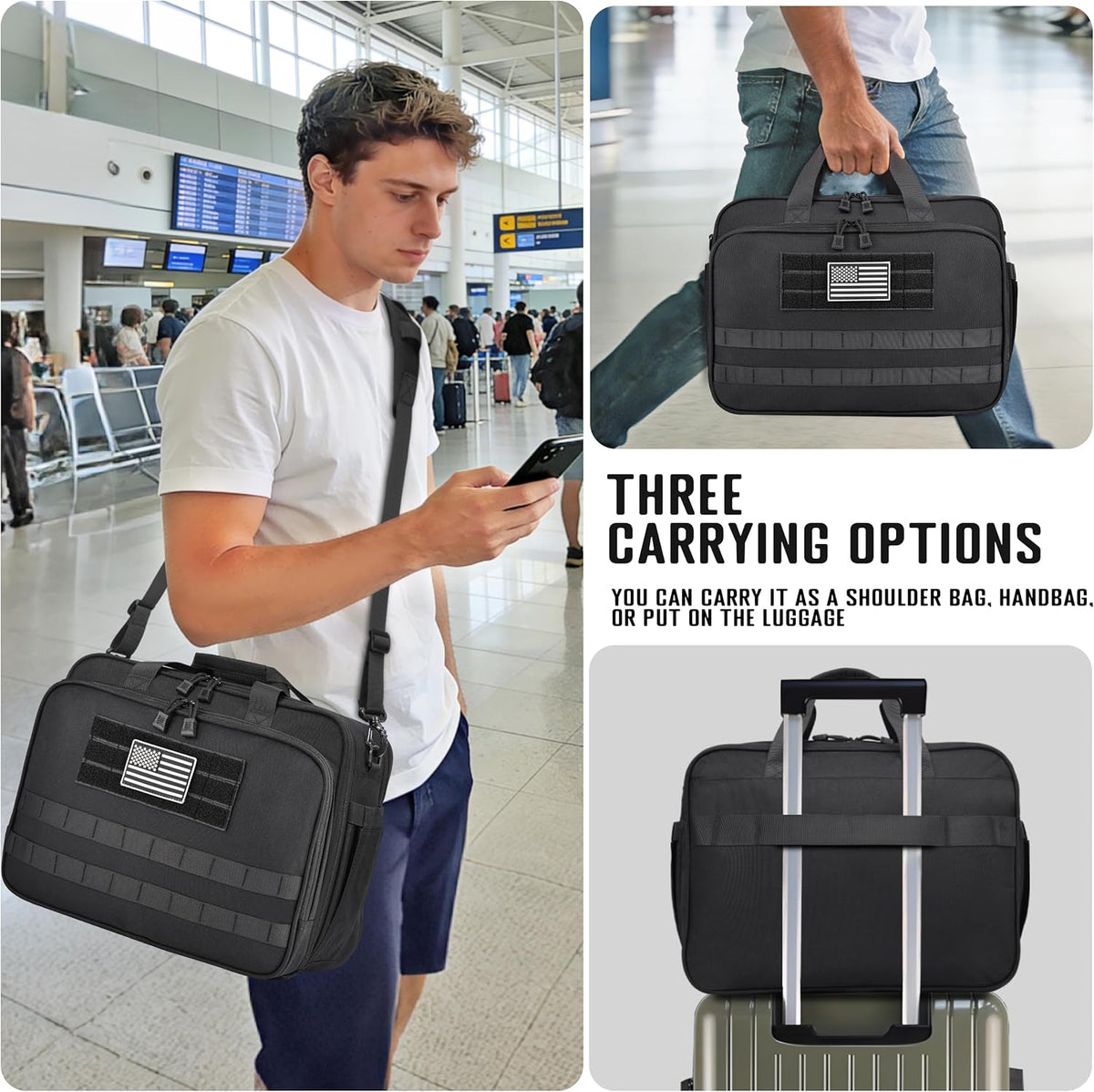 Travel Messenger Laptop Bag 17.3 Inch Carry on Large Tactical Briefcase YKK-Zipper Waterproof Computer Bags for Travel Work Business Overnight