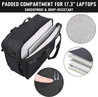 Travel Messenger Laptop Bag 17.3 Inch Carry on Large Tactical Briefcase YKK-Zipper Waterproof Computer Bags for Travel Work Business Overnight