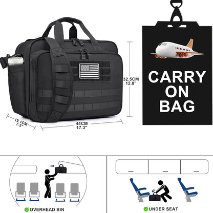 Travel Messenger Laptop Bag 17.3 Inch Carry on Large Tactical Briefcase YKK-Zipper Waterproof Computer Bags for Travel Work Business Overnight