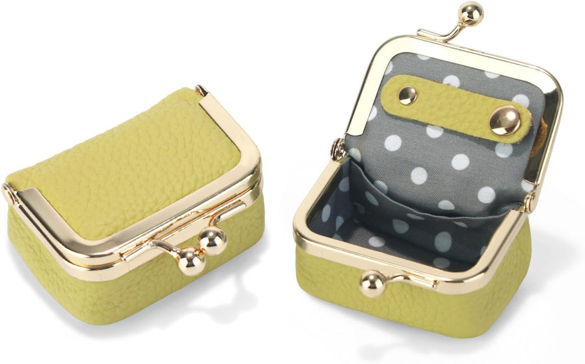 Genuine Leather Mini Jewelry Box Coin Purse for Women,Solid Color Kiss Lock Jewelry Case Organizer,Mini Travel Ring Box