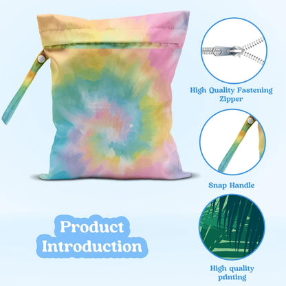 Wet Dry Bag for Baby & Travel - Waterproof Reusable Cloth Diaper Bag for Wet Clothes, Swimwear & Gym - Leakproof Hanging Storage Bag with Snap Handle, Ocean Friends Theme