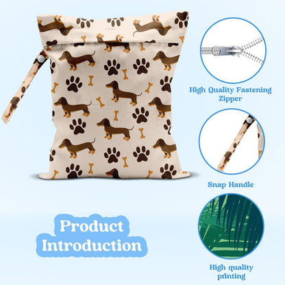 Wet Dry Bag for Baby & Travel - Waterproof Reusable Cloth Diaper Bag for Wet Clothes, Swimwear & Gym - Leakproof Hanging Storage Bag with Snap Handle, Ocean Friends Theme