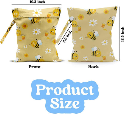 Wet Dry Bag for Baby & Travel - Waterproof Reusable Cloth Diaper Bag for Wet Clothes, Swimwear & Gym - Leakproof Hanging Storage Bag with Snap Handle, Ocean Friends Theme
