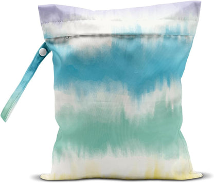 Wet Dry Bag for Baby & Travel - Waterproof Reusable Cloth Diaper Bag for Wet Clothes, Swimwear & Gym - Leakproof Hanging Storage Bag with Snap Handle, Ocean Friends Theme