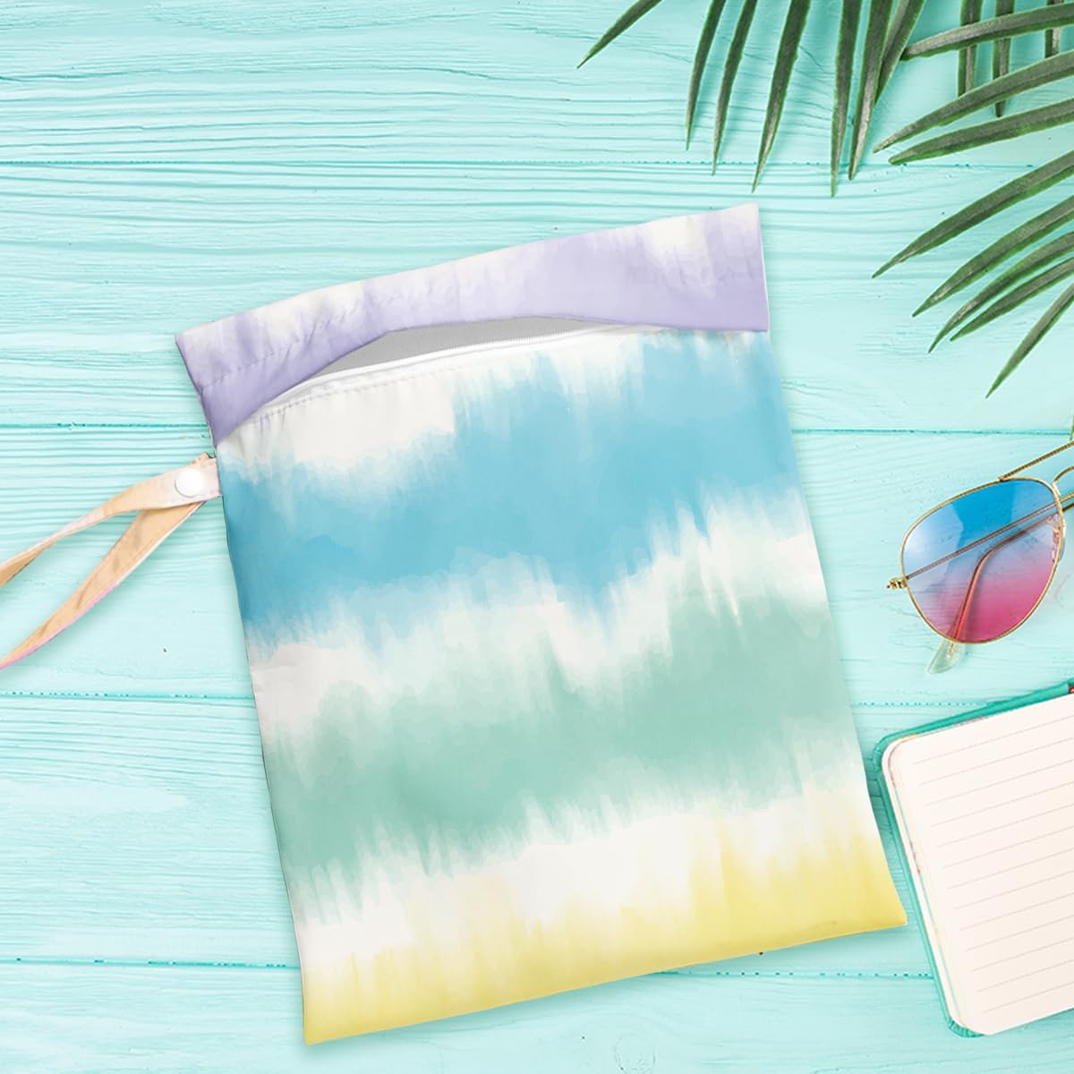 Wet Dry Bag for Baby & Travel - Waterproof Reusable Cloth Diaper Bag for Wet Clothes, Swimwear & Gym - Leakproof Hanging Storage Bag with Snap Handle, Ocean Friends Theme