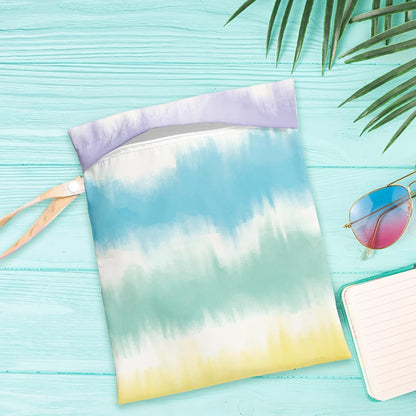 Wet Dry Bag for Baby & Travel - Waterproof Reusable Cloth Diaper Bag for Wet Clothes, Swimwear & Gym - Leakproof Hanging Storage Bag with Snap Handle, Ocean Friends Theme