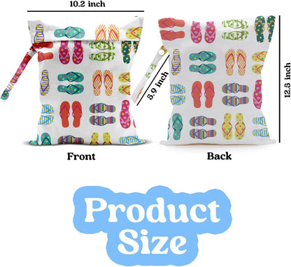 Wet Dry Bag for Baby & Travel - Waterproof Reusable Cloth Diaper Bag for Wet Clothes, Swimwear & Gym - Leakproof Hanging Storage Bag with Snap Handle, Ocean Friends Theme